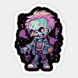 Spooky Sweetness: The Kawaii Chibi Skeleton Zombie Sticker